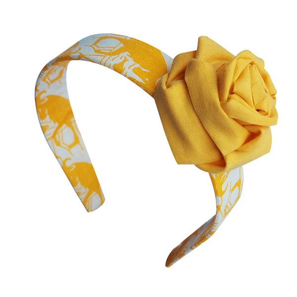 Fabric Rose Hairband_Yellow Two Silly Goats