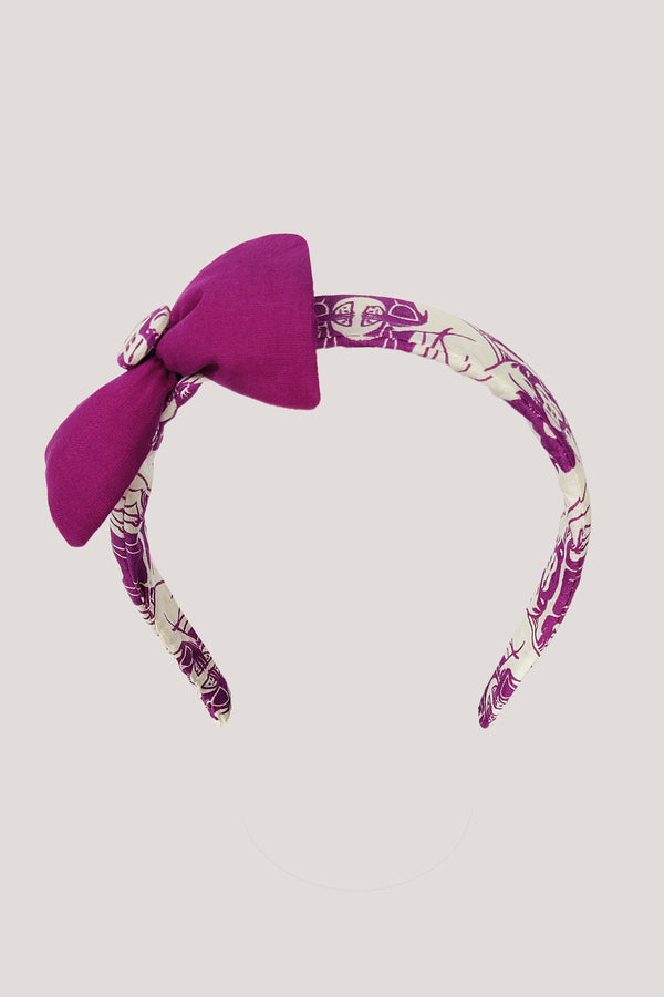 Fabric Bow Hairband_Purple Two Silly Cats & The Clever Monkey
