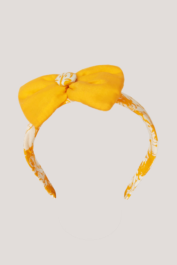 Fabric Bow Hairband_Yellow Two Silly Goats