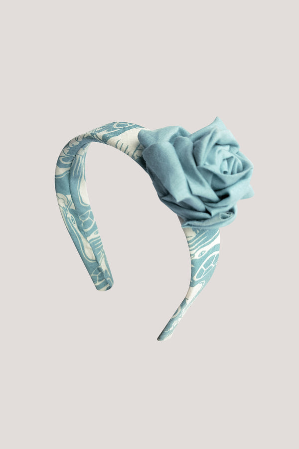 Fabric Rose Hairband_ Sea Green The Talkative Turtle