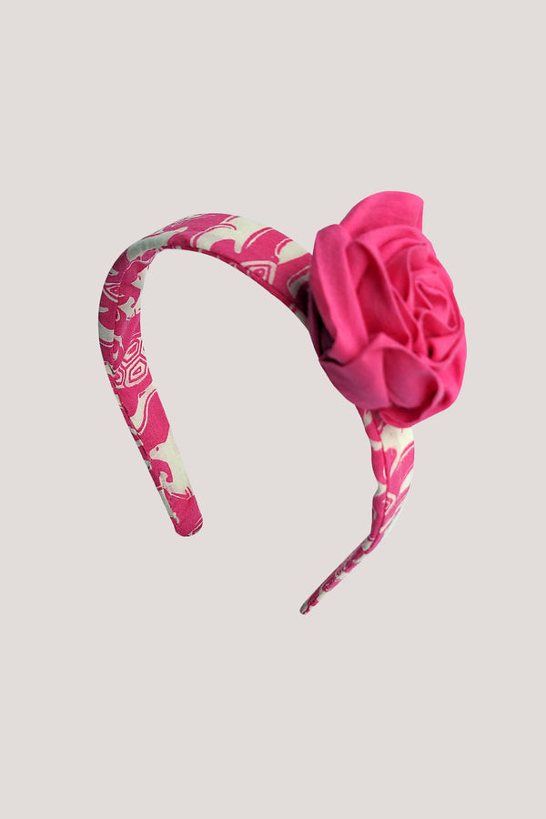 Fabric Rose Hairband_Pink The Hare & The Tortoise
