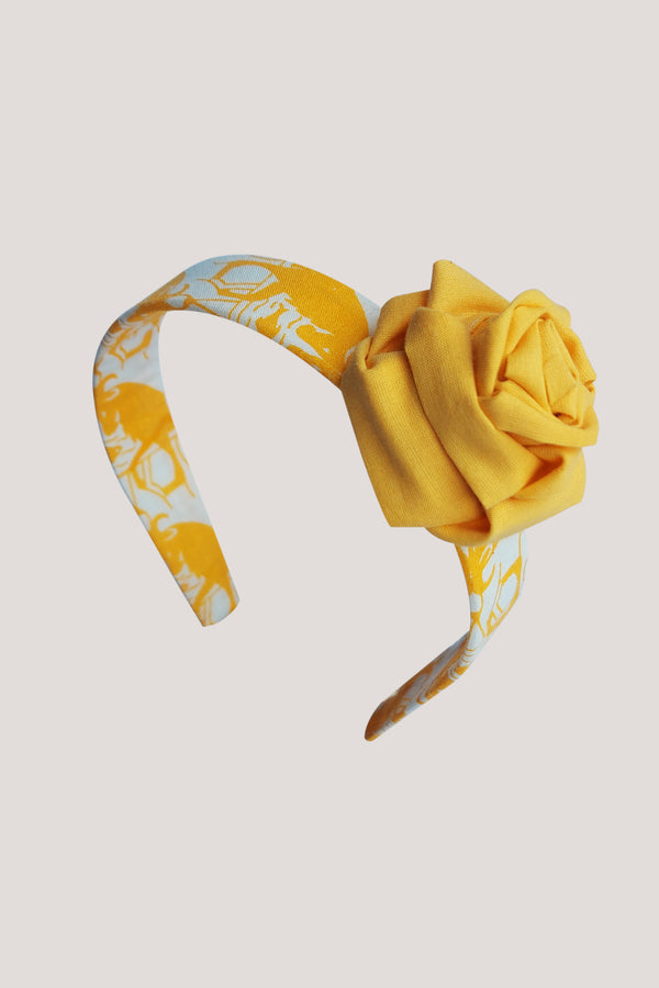 Fabric Rose Hairband_Yellow Two Silly Goats