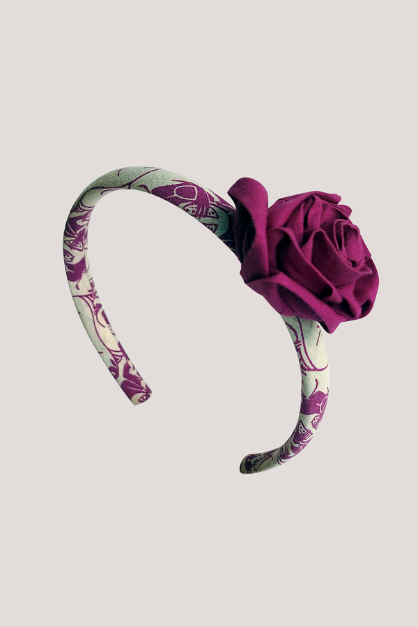 Fabric Rose Hairband_Purple Two Cats & The Clever Monkey