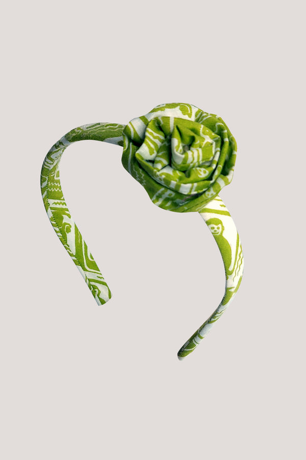 Fabric Flower Hairband_Green The Monkey & The Crocodile