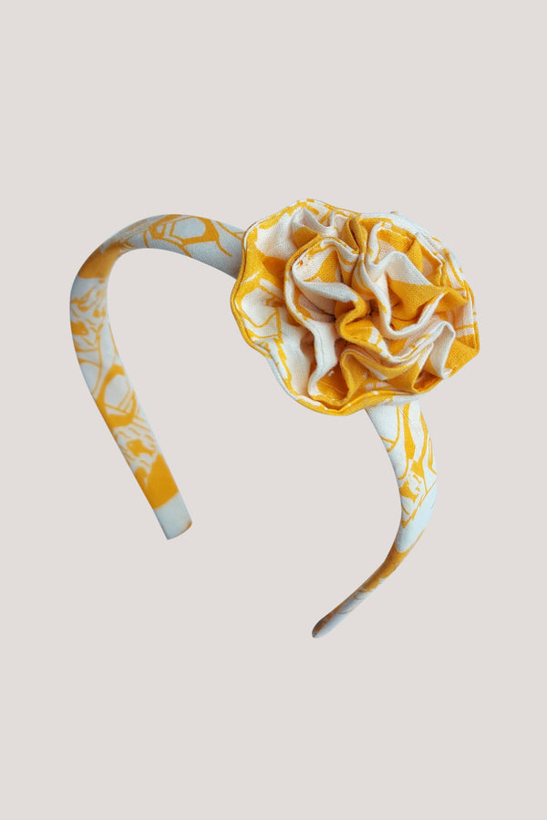 Fabric Flower Hairband_Yellow Two Silly Goats