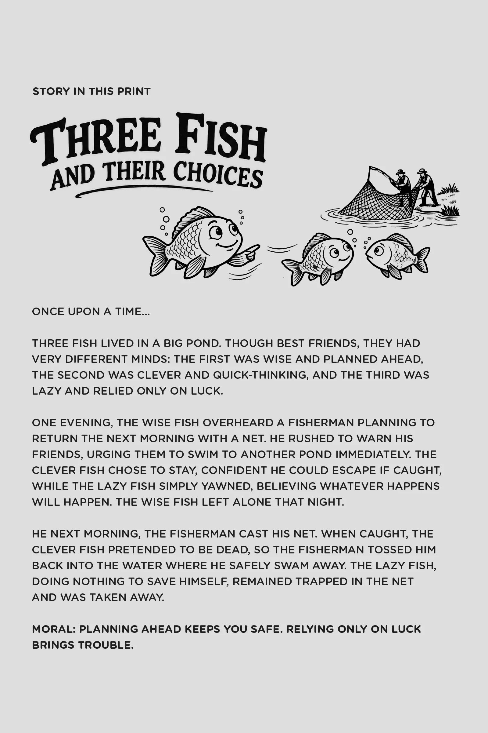 3 Fish & Their Choices – T Shirt, Sea Green