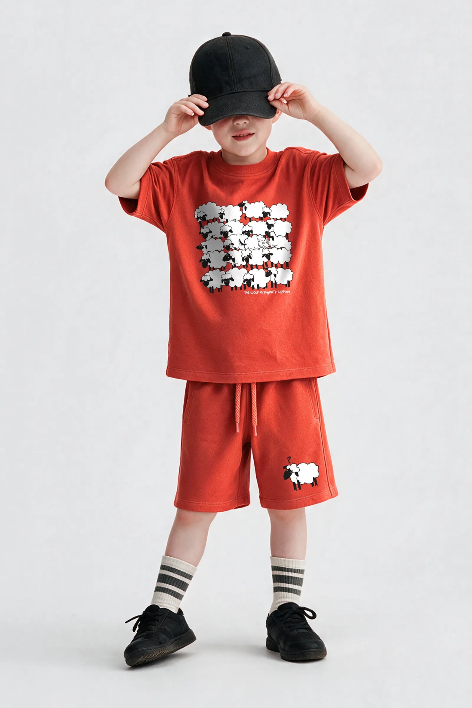 Burnt Orange Sheep - Story Printed Unisex Co-ord Set, Orange