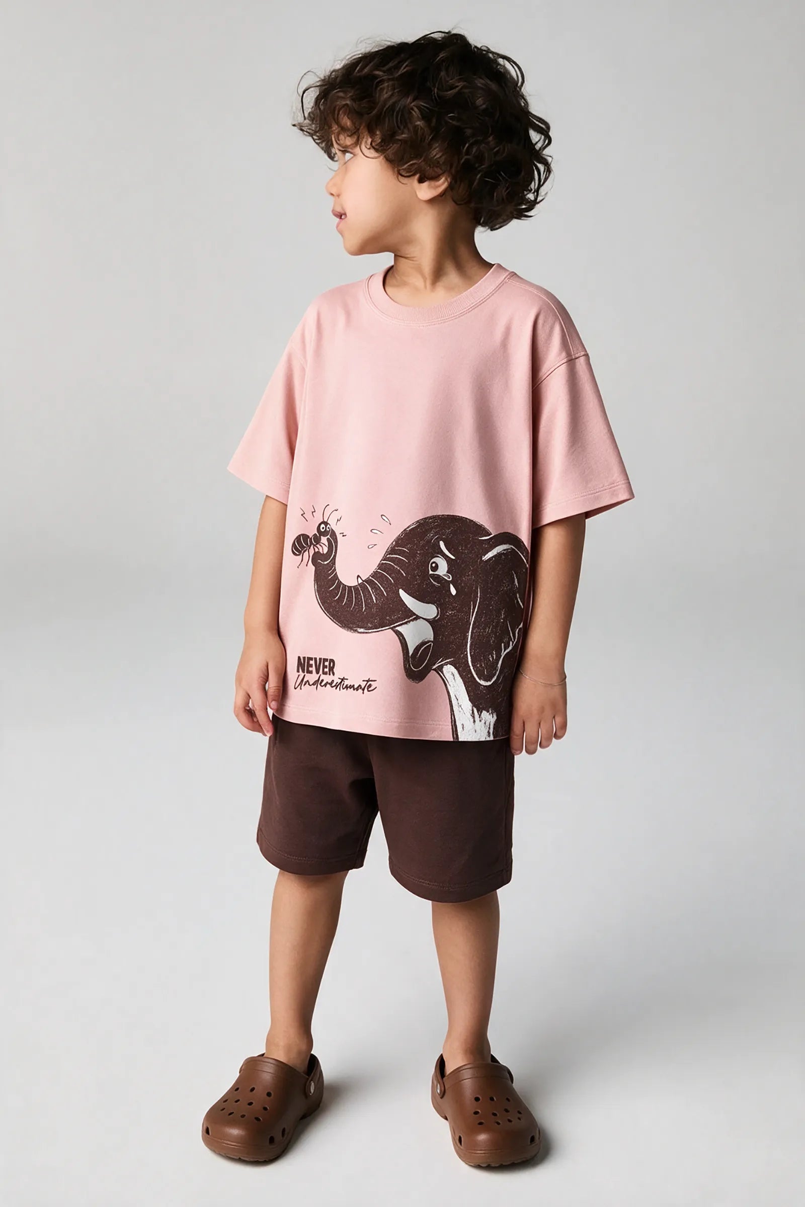 Never Underestimate | The Ant & The Elephant - T Shirt, Peach Pink