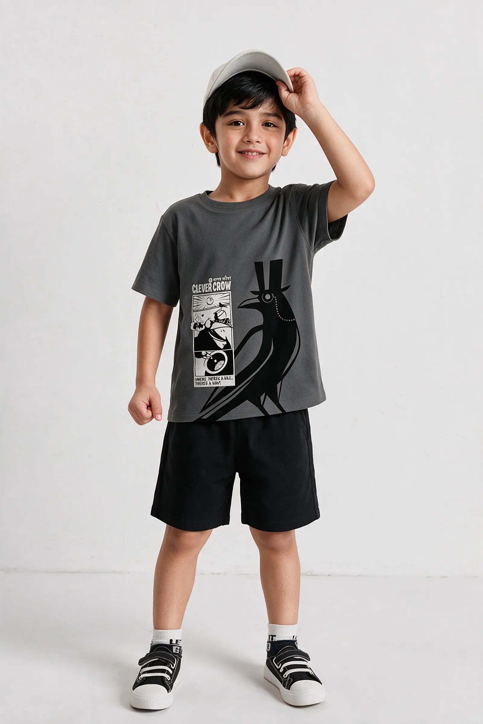 The Smart Crow - T shirt, Grey