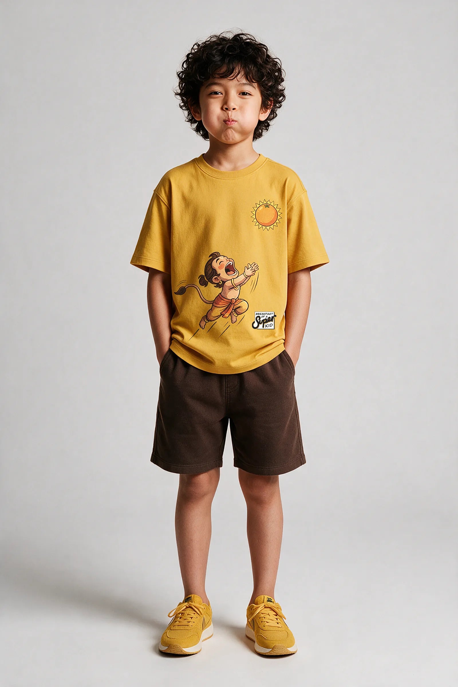 Breakfast of a Super Kid | Hanuman – T-Shirt, Mustard