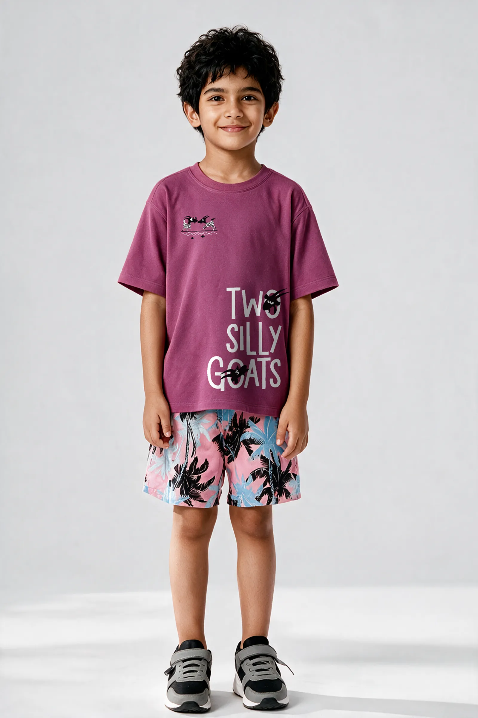 Two Silly Goats - T Shirt, Wine
