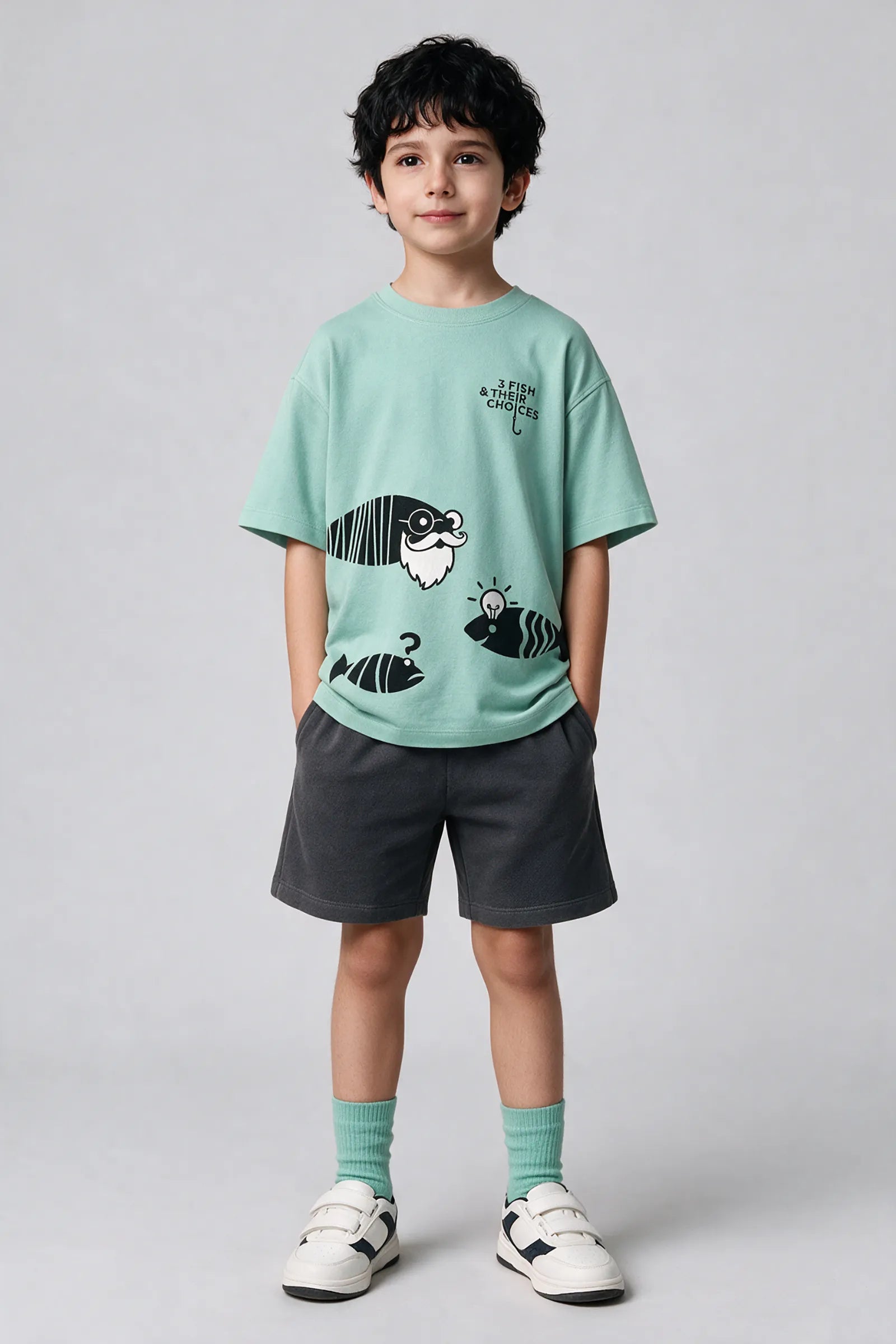 3 Fish & Their Choices – T Shirt, Sea Green