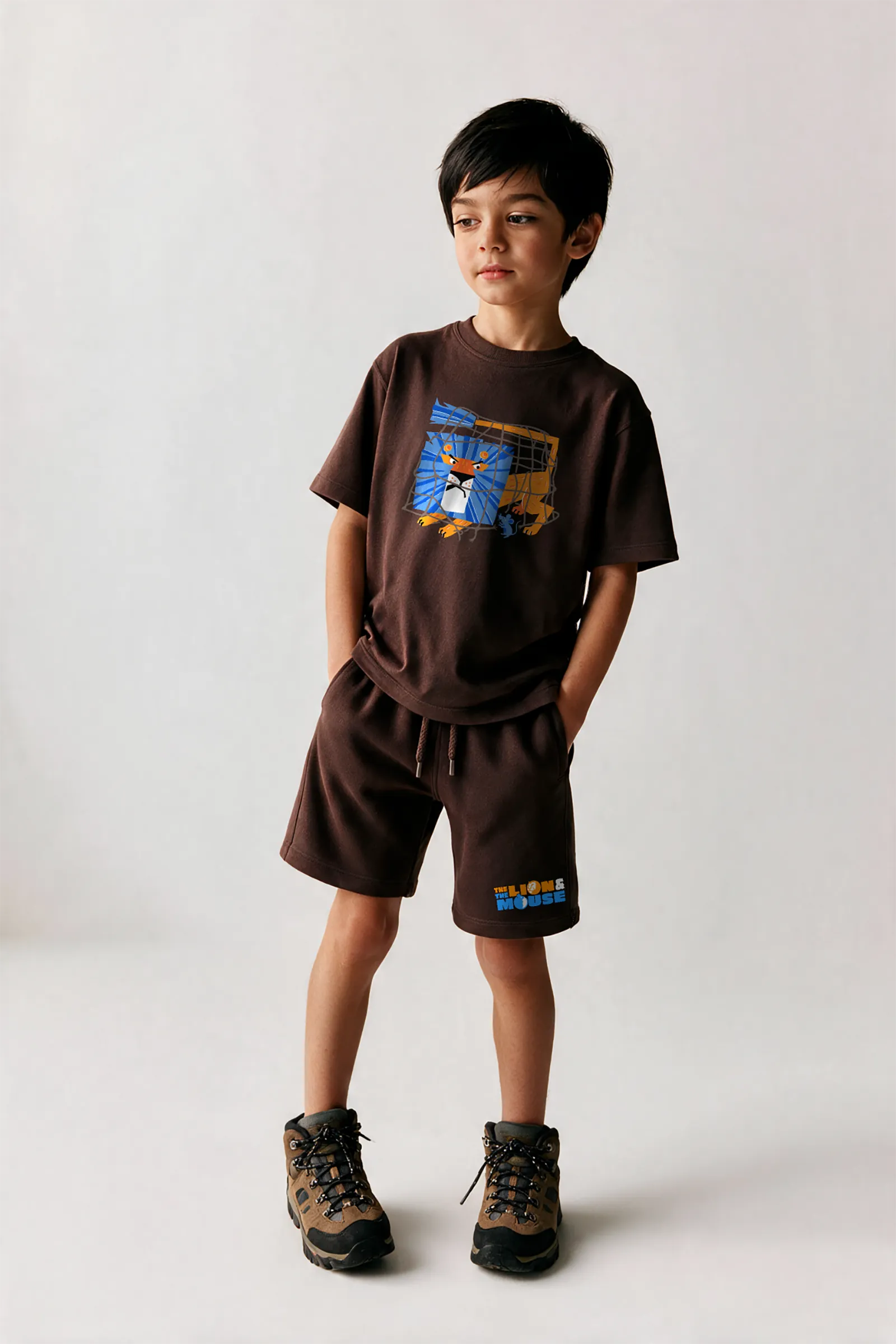 The Lion & The Mouse Story Printed Unisex Co-ord Set, Brown