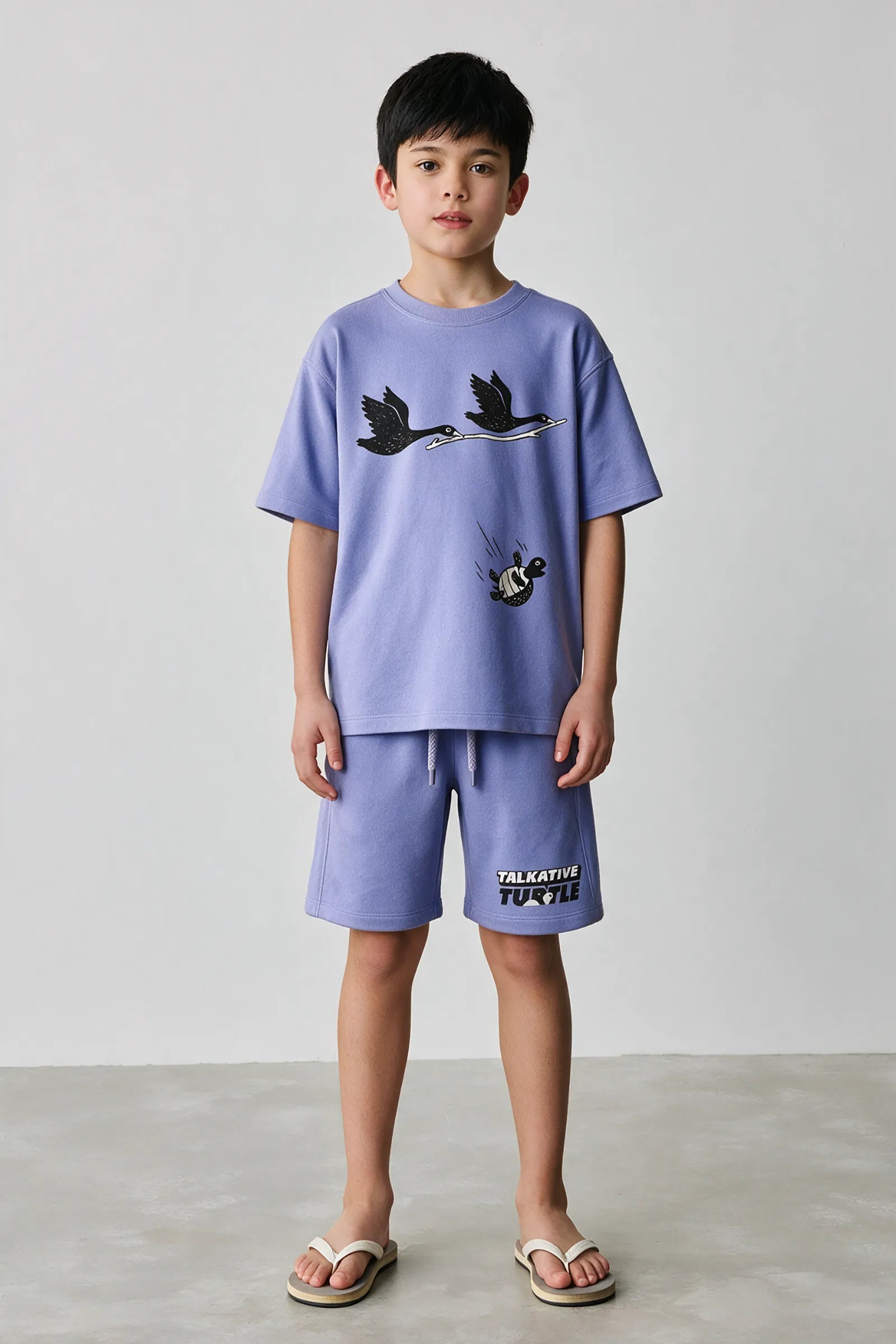 The Talkative Turtle Story Printed Unisex Co-ord Set, Lavander