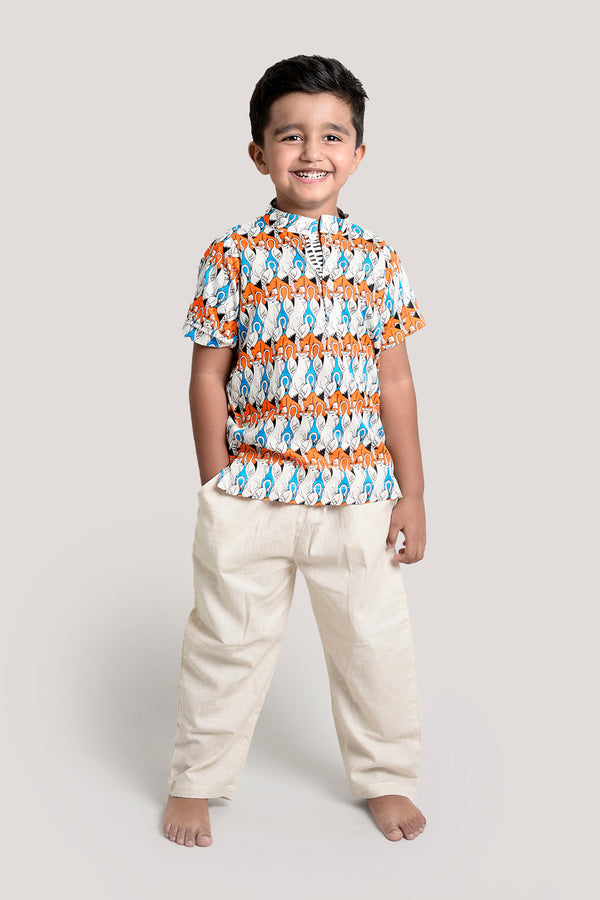 The Fox & The Crane- Short Kurta with Linen Pants