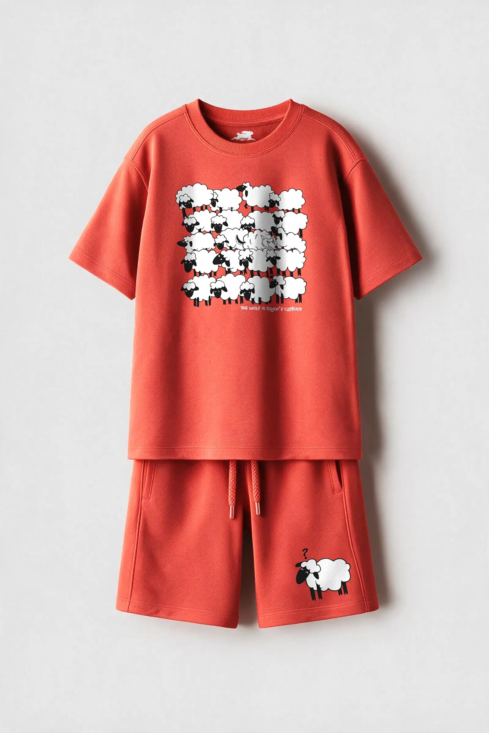 Burnt Orange Sheep - Story Printed Unisex Co-ord Set, Orange