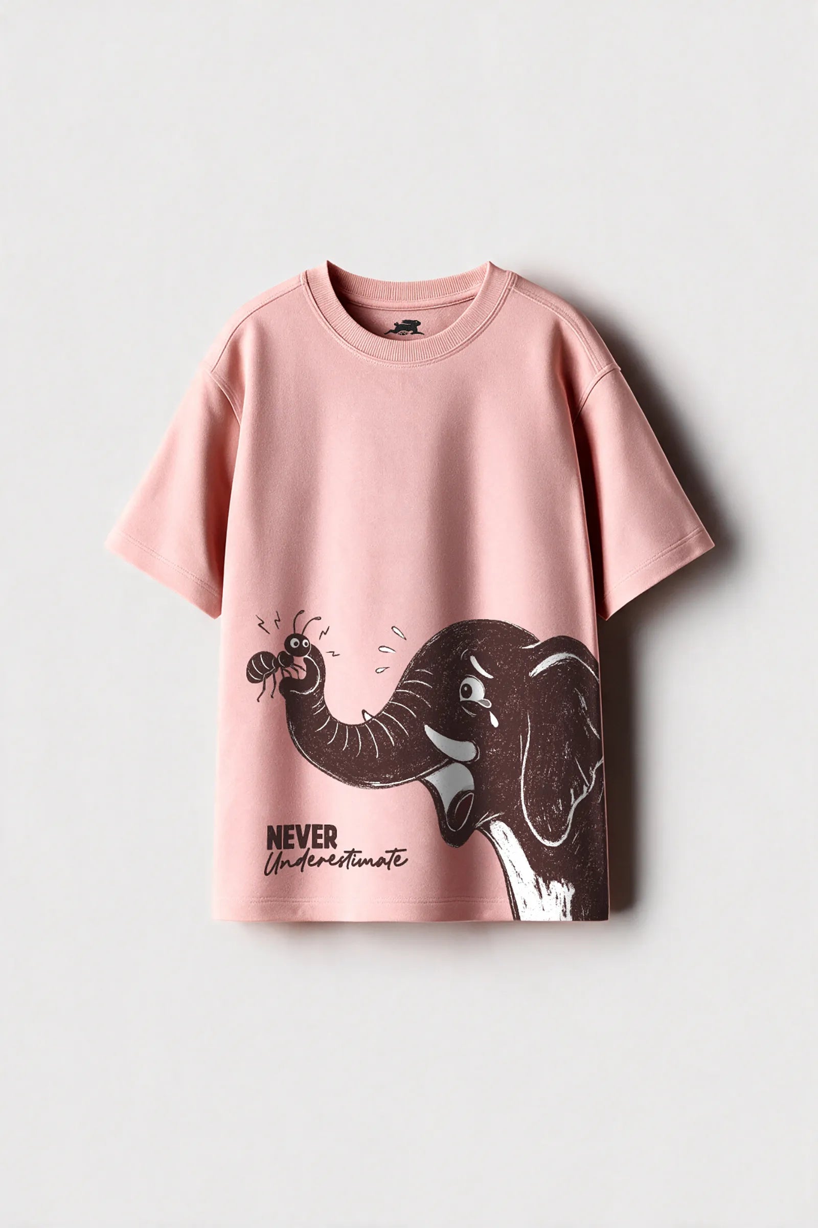 Never Underestimate | The Ant & The Elephant - T Shirt, Peach Pink