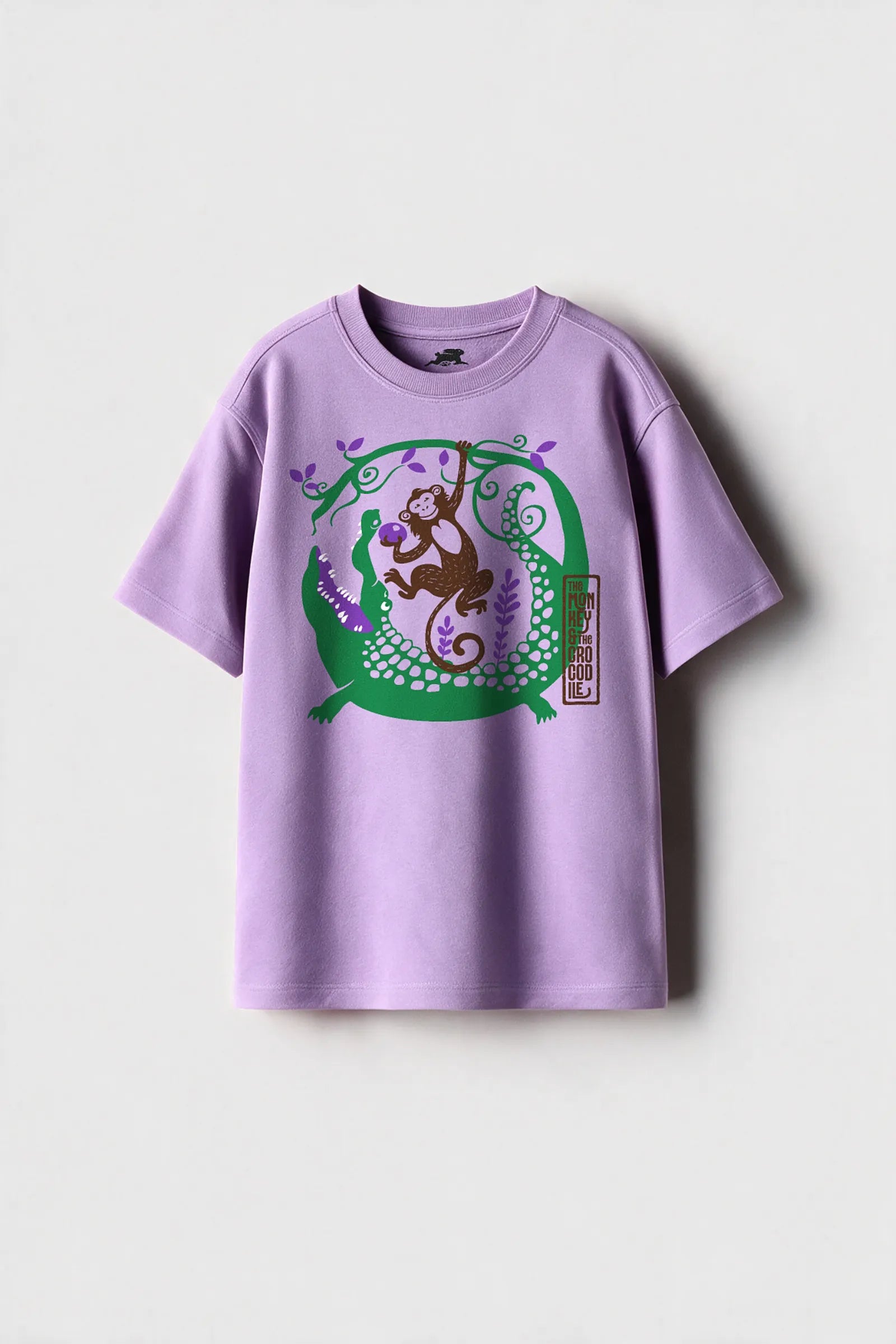 The Monkey & The Crocodile - T shirt, Purple