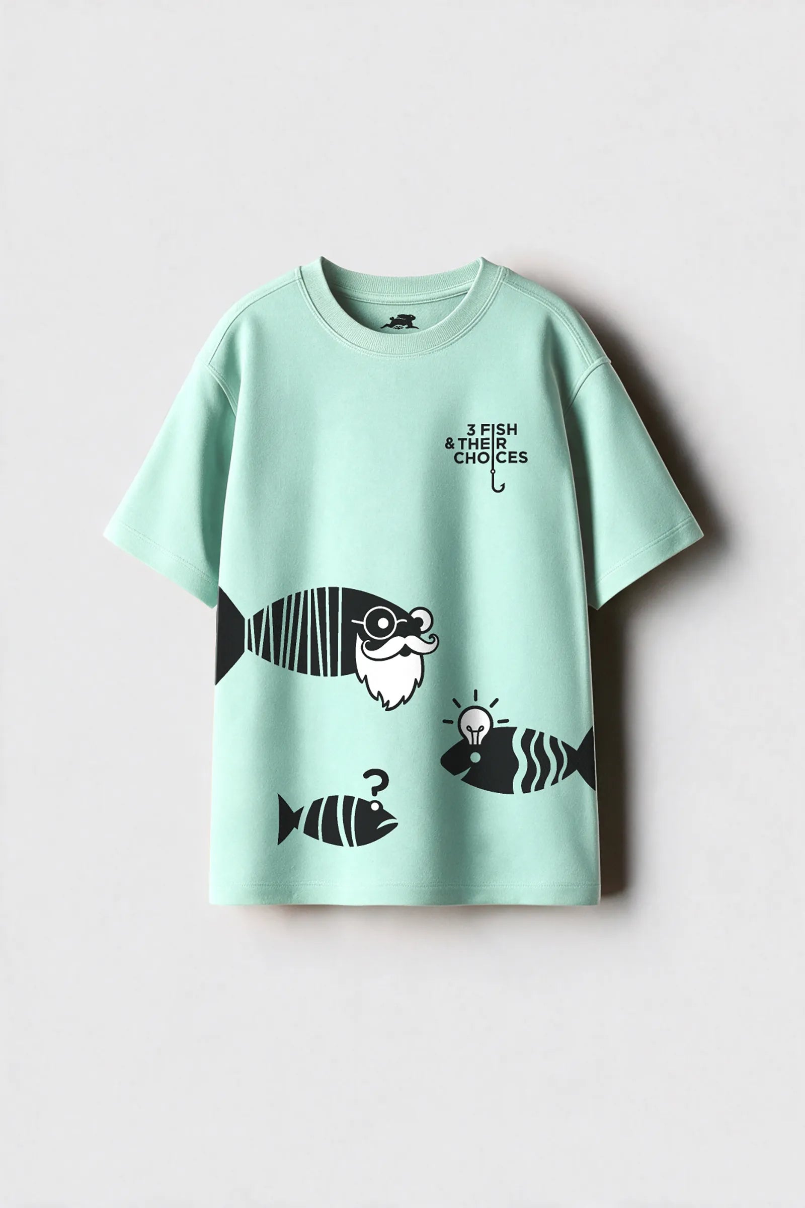 3 Fish & Their Choices – T Shirt, Sea Green