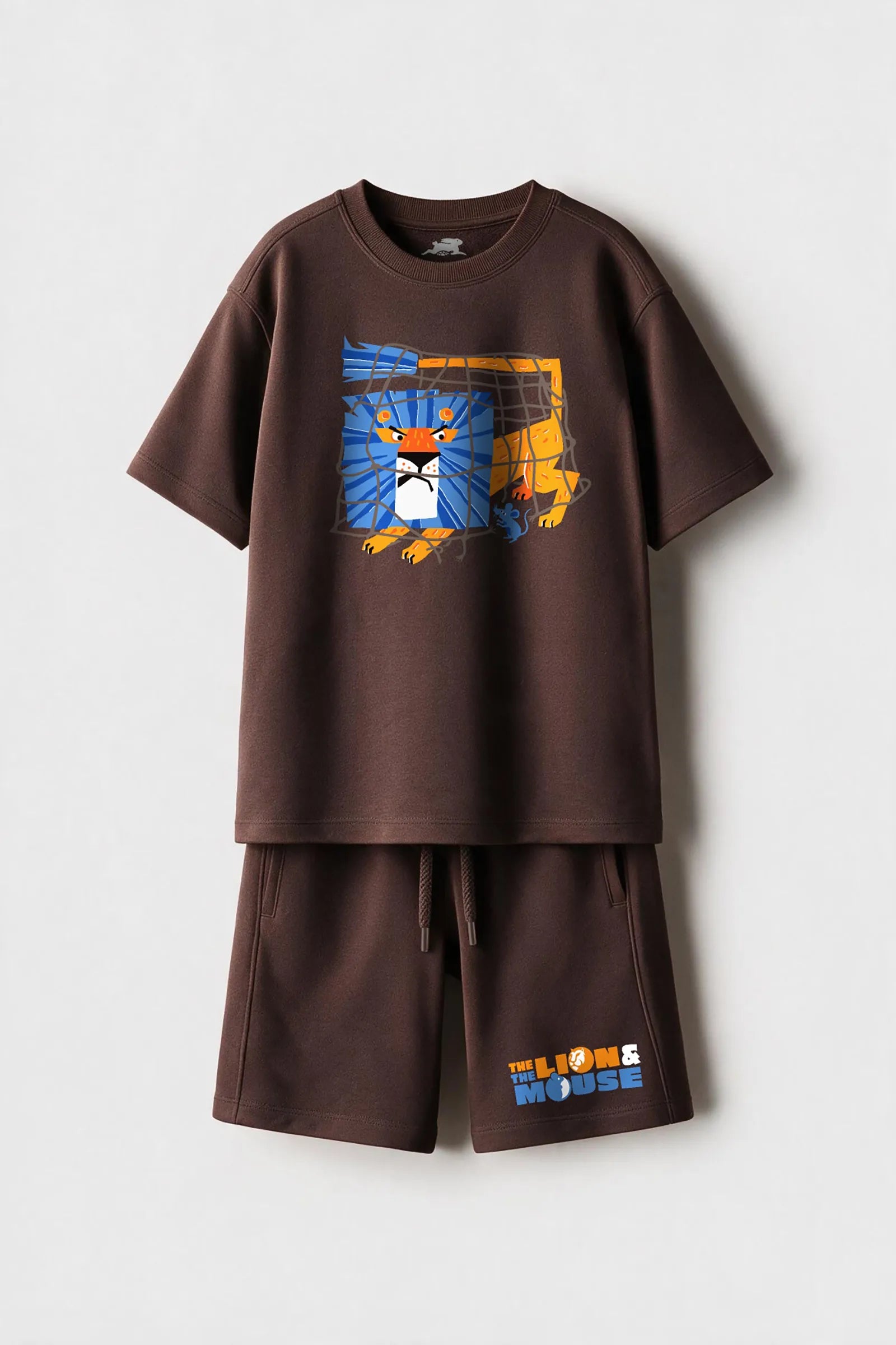 The Lion & The Mouse Story Printed Unisex Co-ord Set, Brown