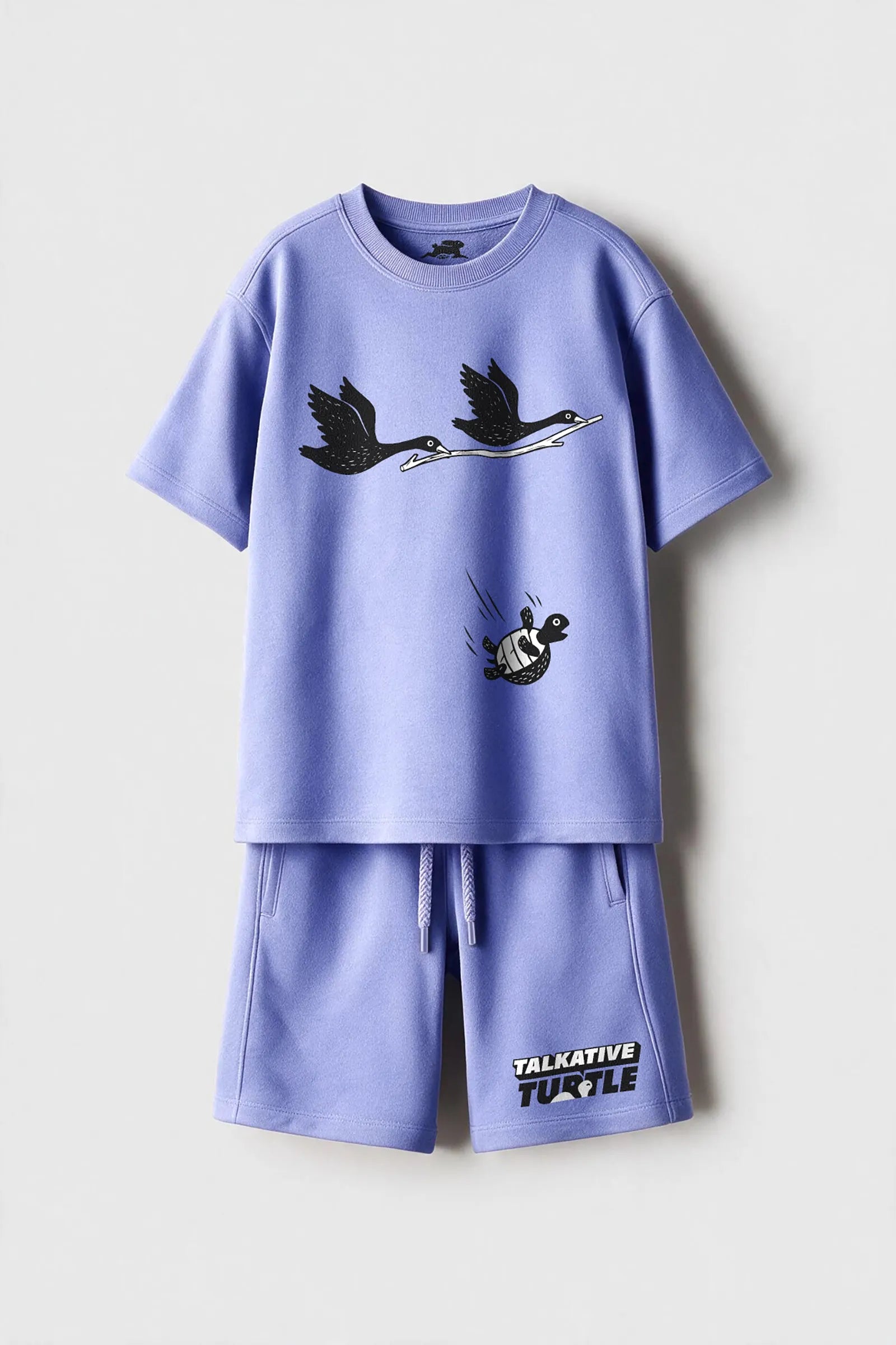 The Talkative Turtle Story Printed Unisex Co-ord Set, Lavander
