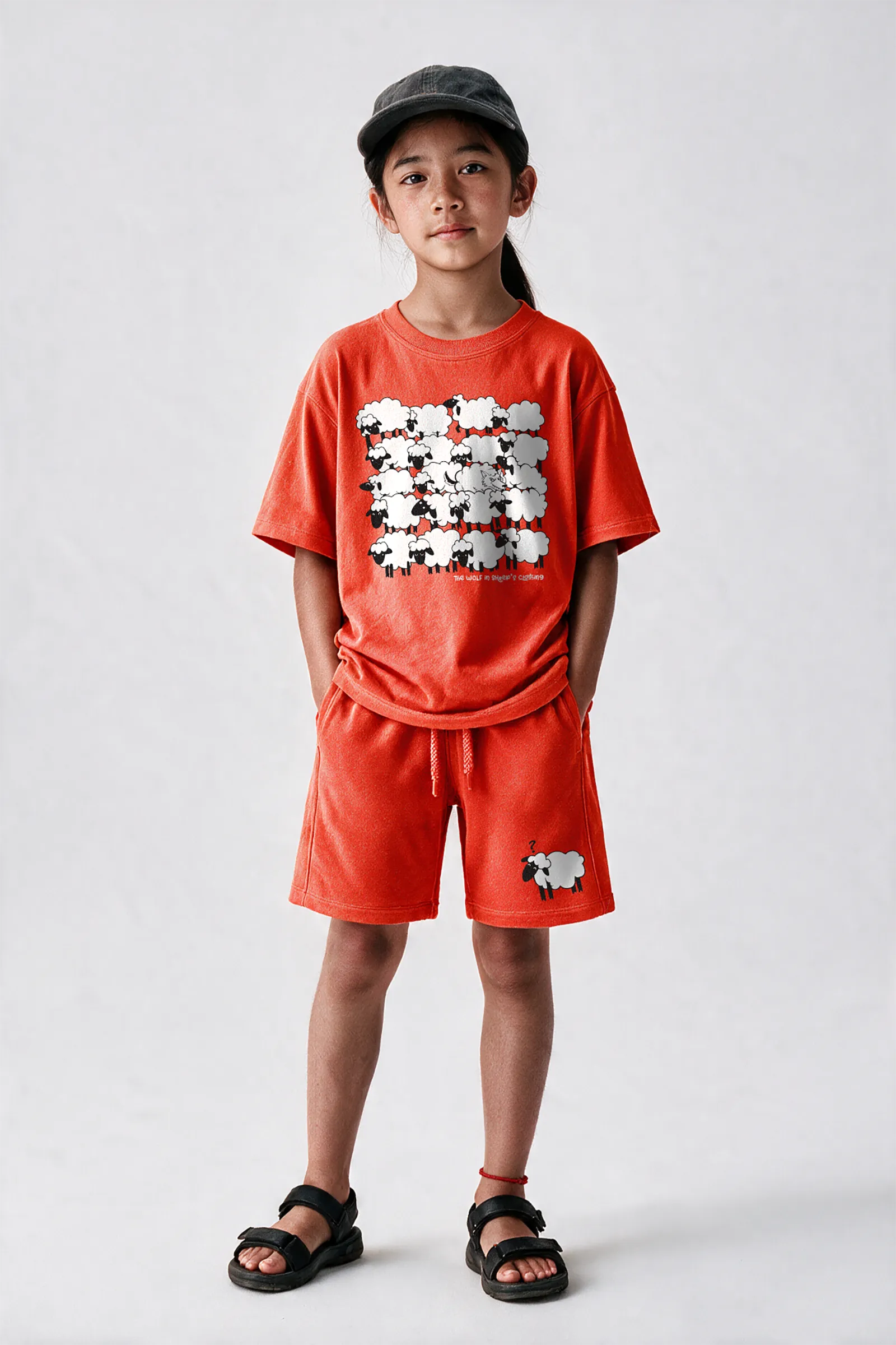 Burnt Orange Sheep - Story Printed Unisex Co-ord Set, Orange