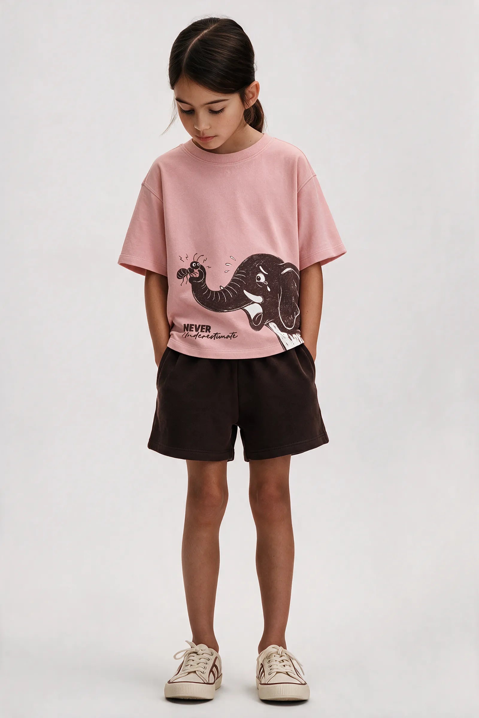 Never Underestimate | The Ant & The Elephant - T Shirt, Peach Pink