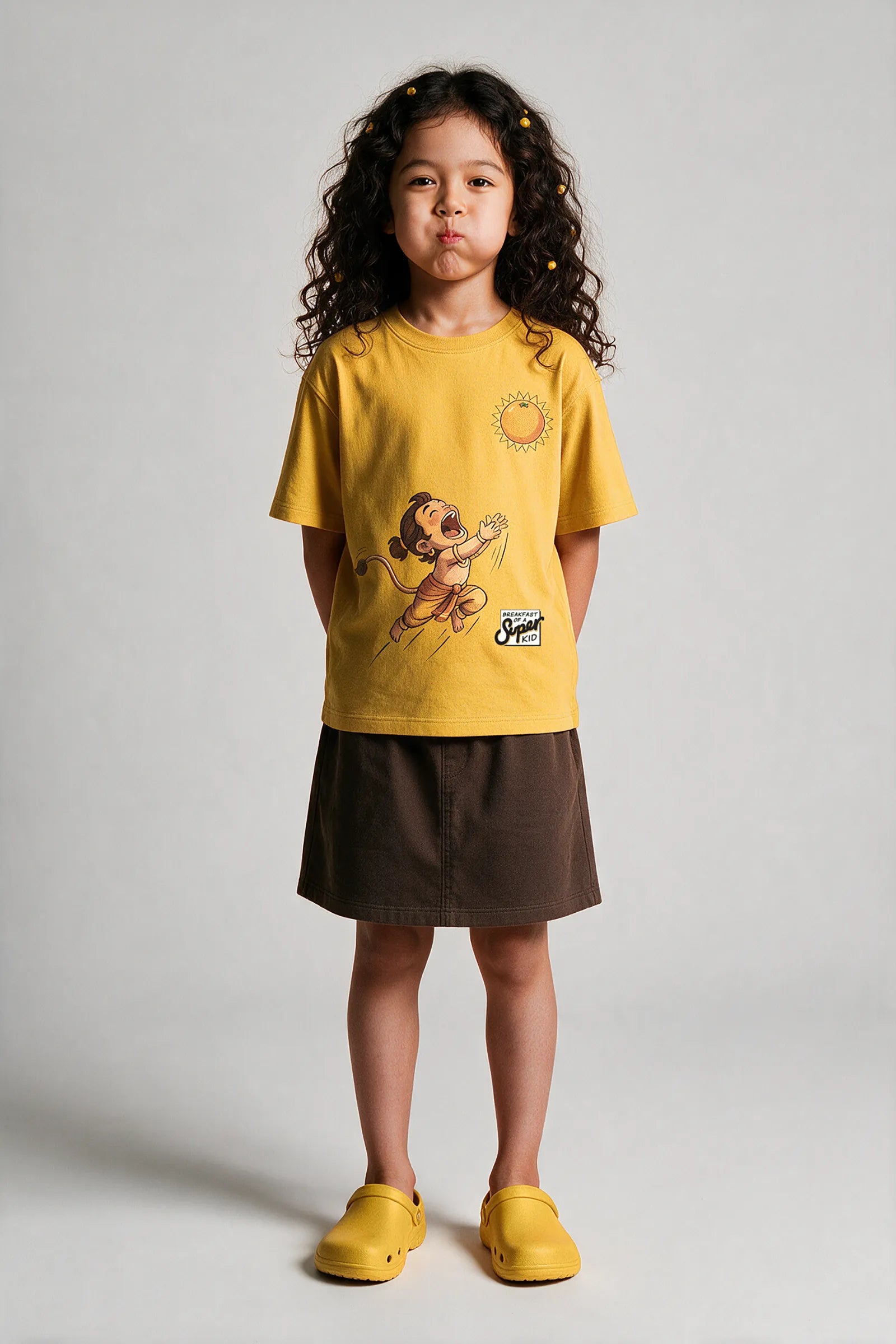 Breakfast of a Super Kid | Hanuman – T-Shirt, Mustard