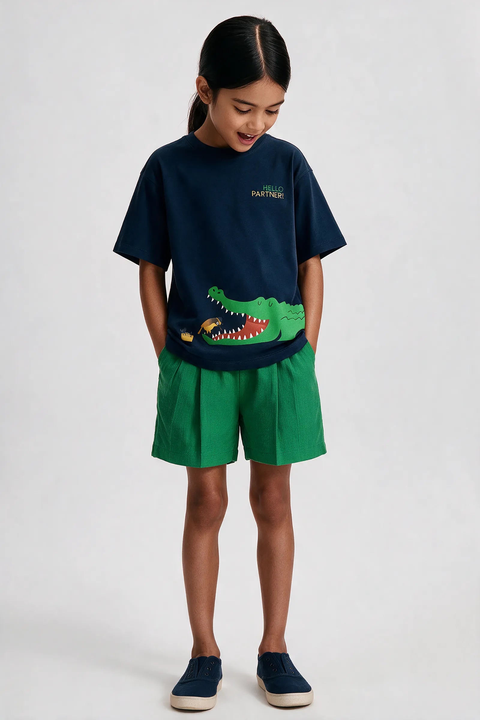 The Crocodile and the Bird - T Shirt, Navy Blue