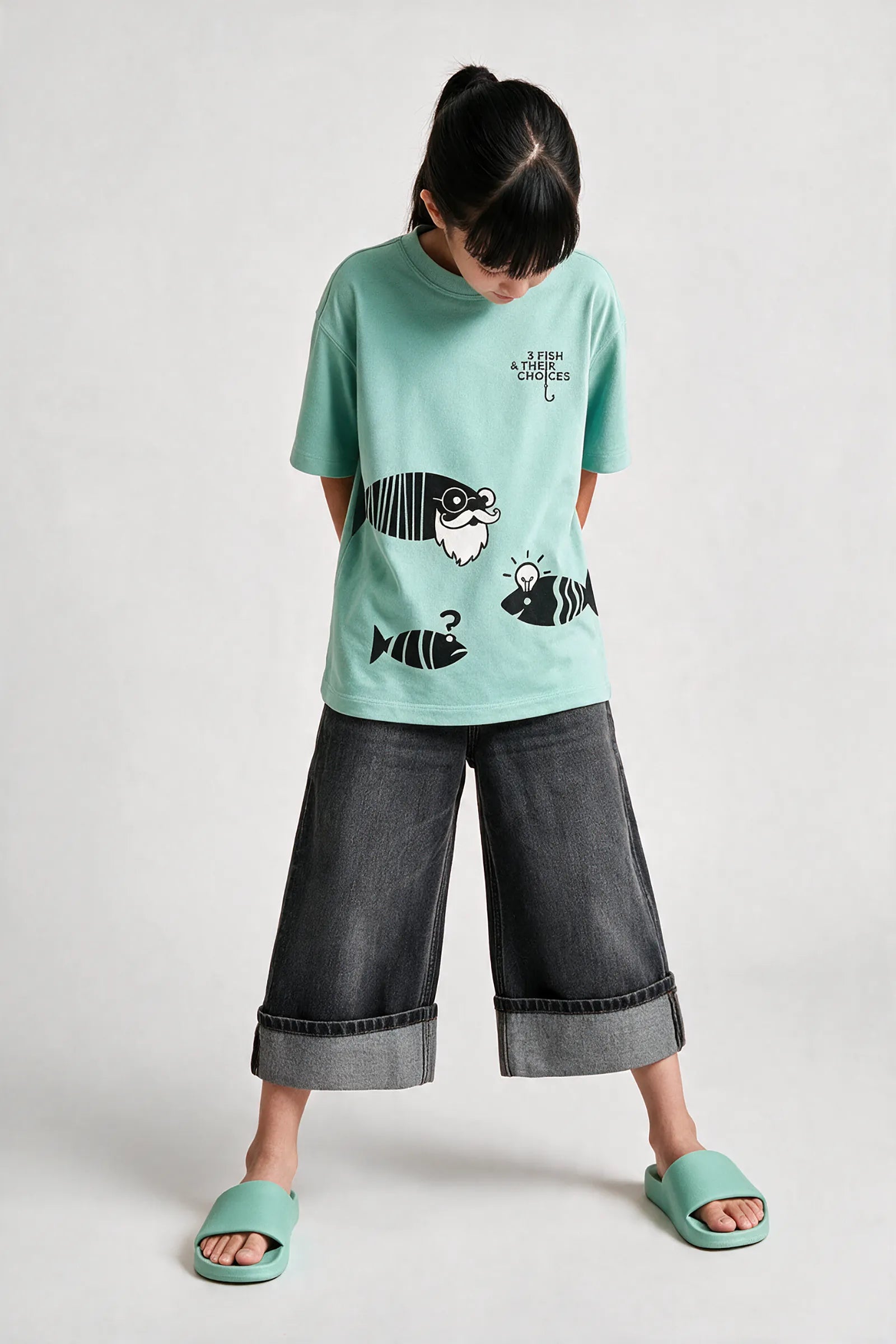 3 Fish & Their Choices – T Shirt, Sea Green