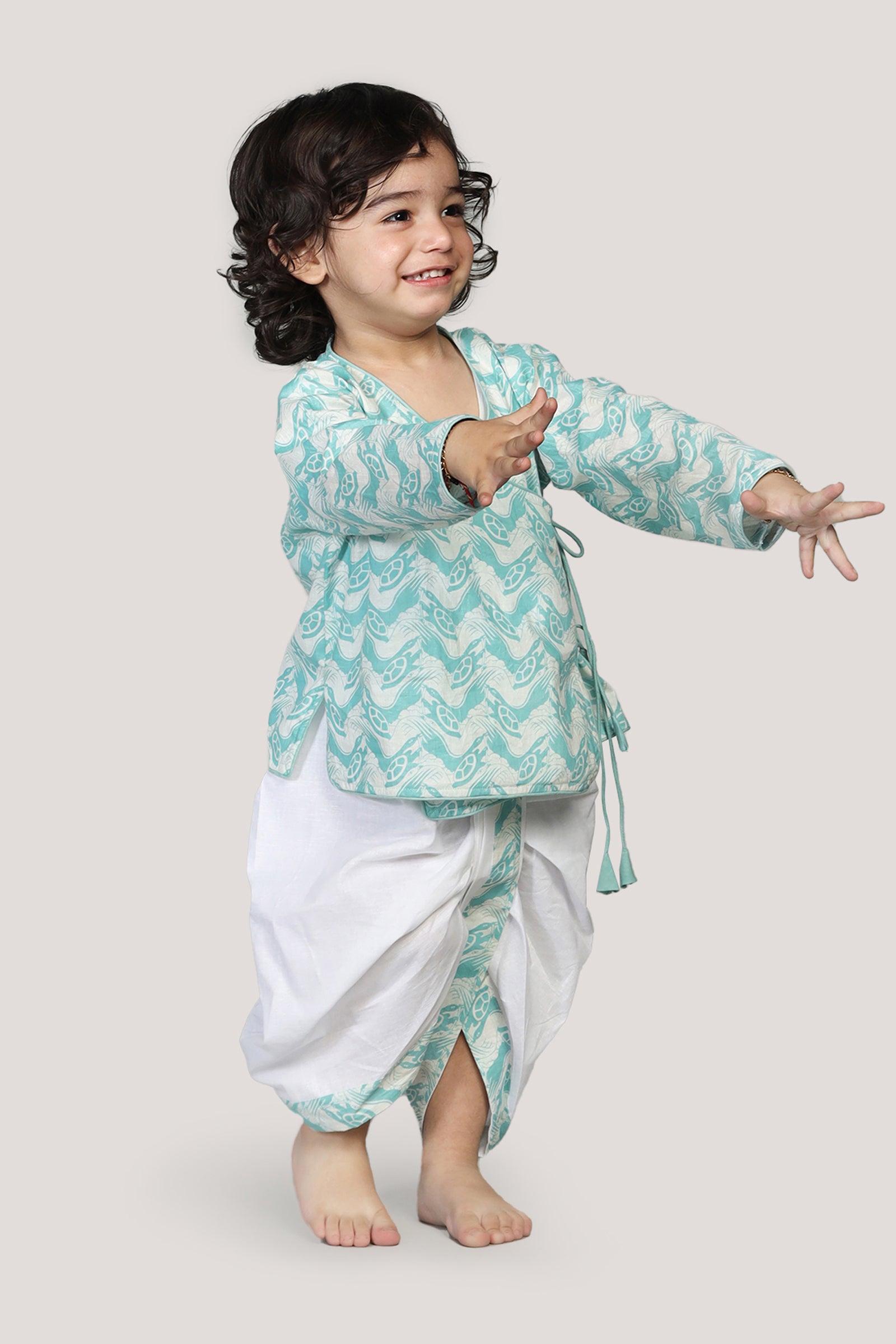 The Talkative Turtle- Boys Dhoti Angarkha Set