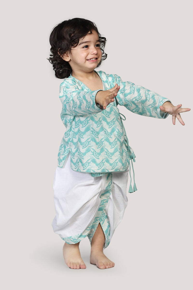 The Talkative Turtle- Boys Dhoti Angarkha Set