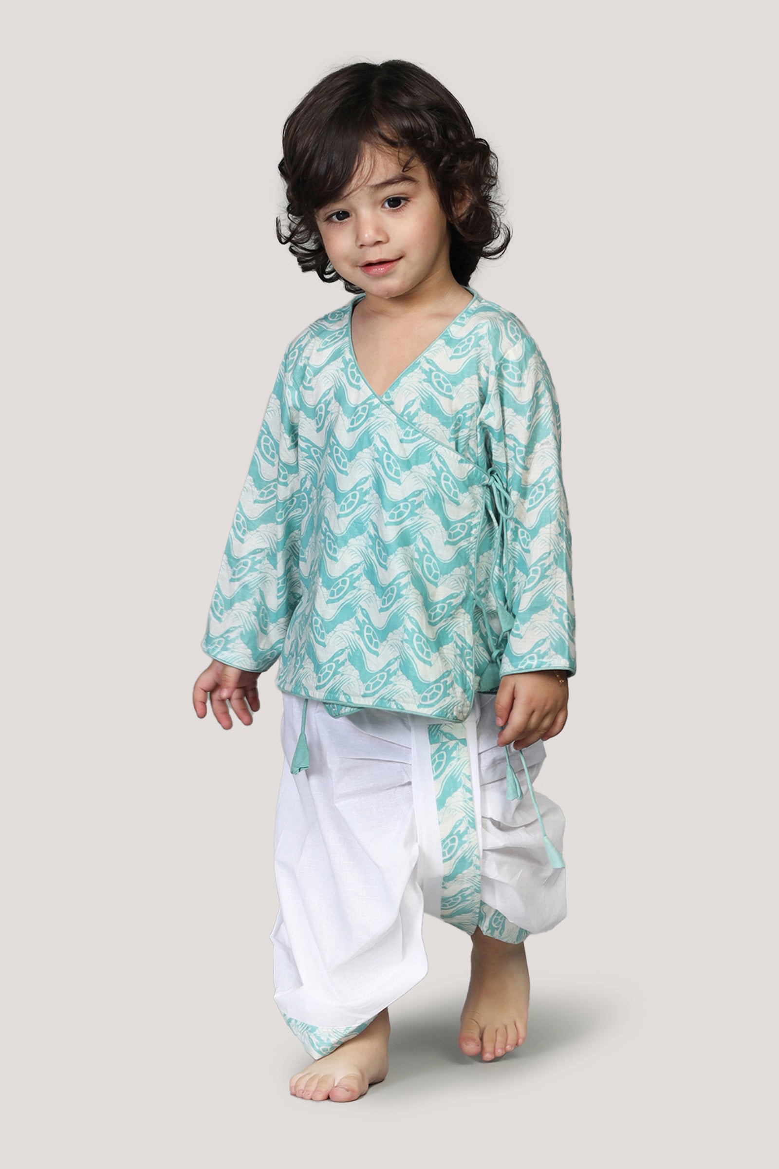 The Talkative Turtle- Boys Dhoti Angarkha Set