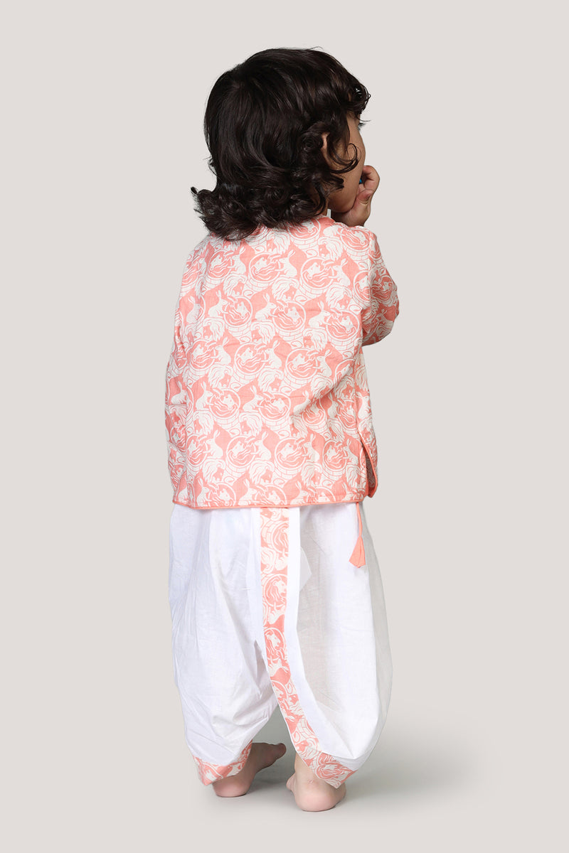 The Foolish Lion & The Clever Rabbit- Boys Dhoti Angarkha Set
