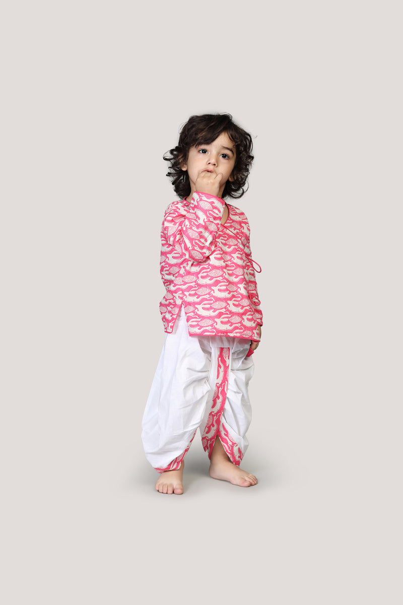 The Hare & Tortoise Story- Boys Dhoti Angarkha Set