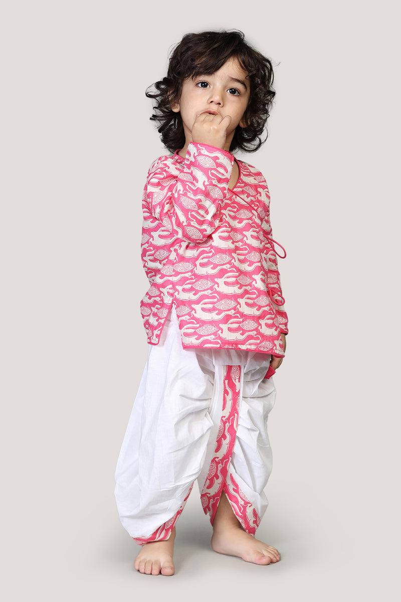 The Hare & Tortoise Story- Boys Dhoti Angarkha Set