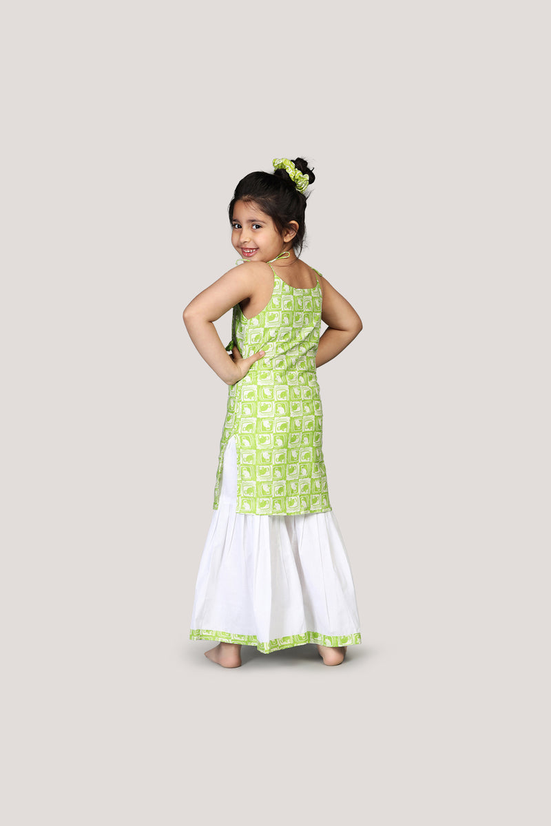 The Monkey & The Crocodile- Kurta & Sharara Set