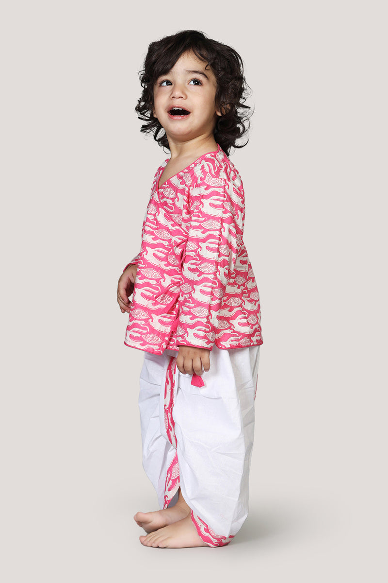 The Hare & Tortoise Story- Boys Dhoti Angarkha Set