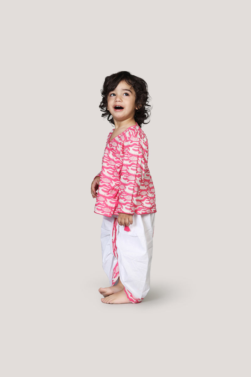 The Hare & Tortoise Story- Boys Dhoti Angarkha Set