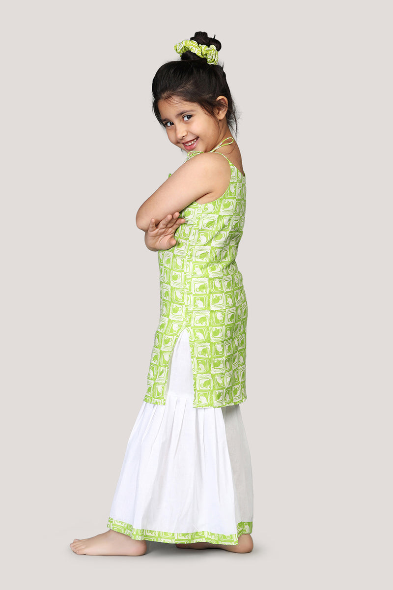 The Monkey & The Crocodile- Kurta & Sharara Set