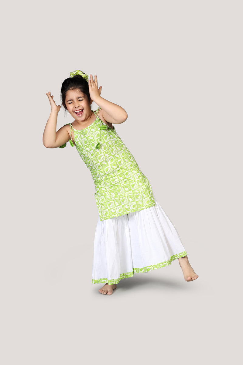 The Monkey & The Crocodile- Kurta & Sharara Set