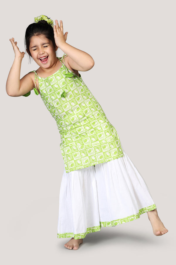 The Monkey & The Crocodile- Kurta & Sharara Set
