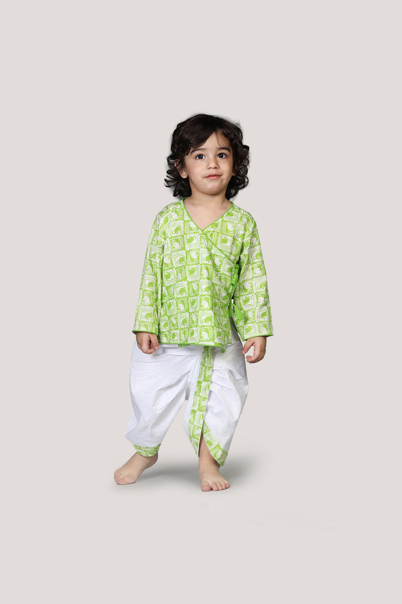 The Monkey & The Crocodile- Boys Dhoti Angarkha Set