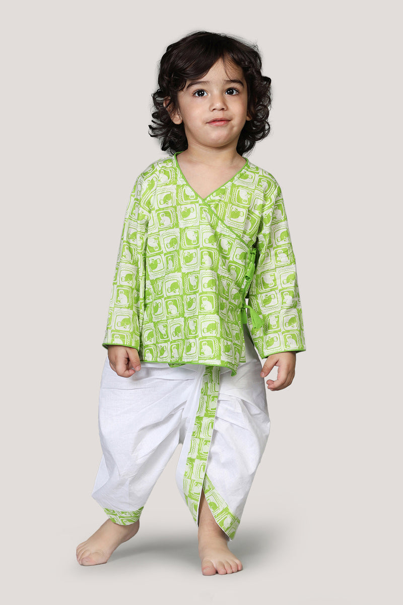 The Monkey & The Crocodile- Boys Dhoti Angarkha Set