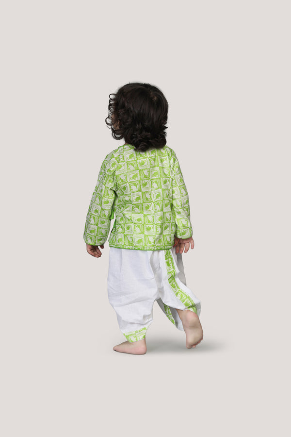 The Monkey & The Crocodile- Boys Dhoti Angarkha Set
