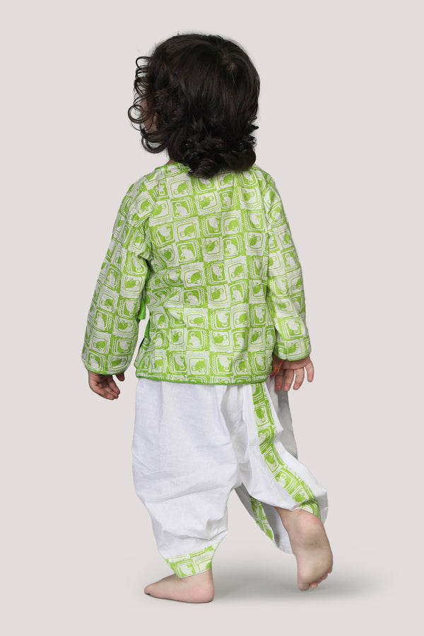 The Monkey & The Crocodile- Boys Dhoti Angarkha Set
