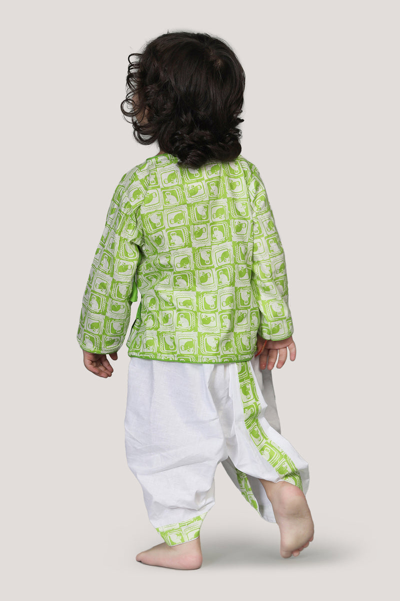 The Monkey & The Crocodile- Boys Dhoti Angarkha Set