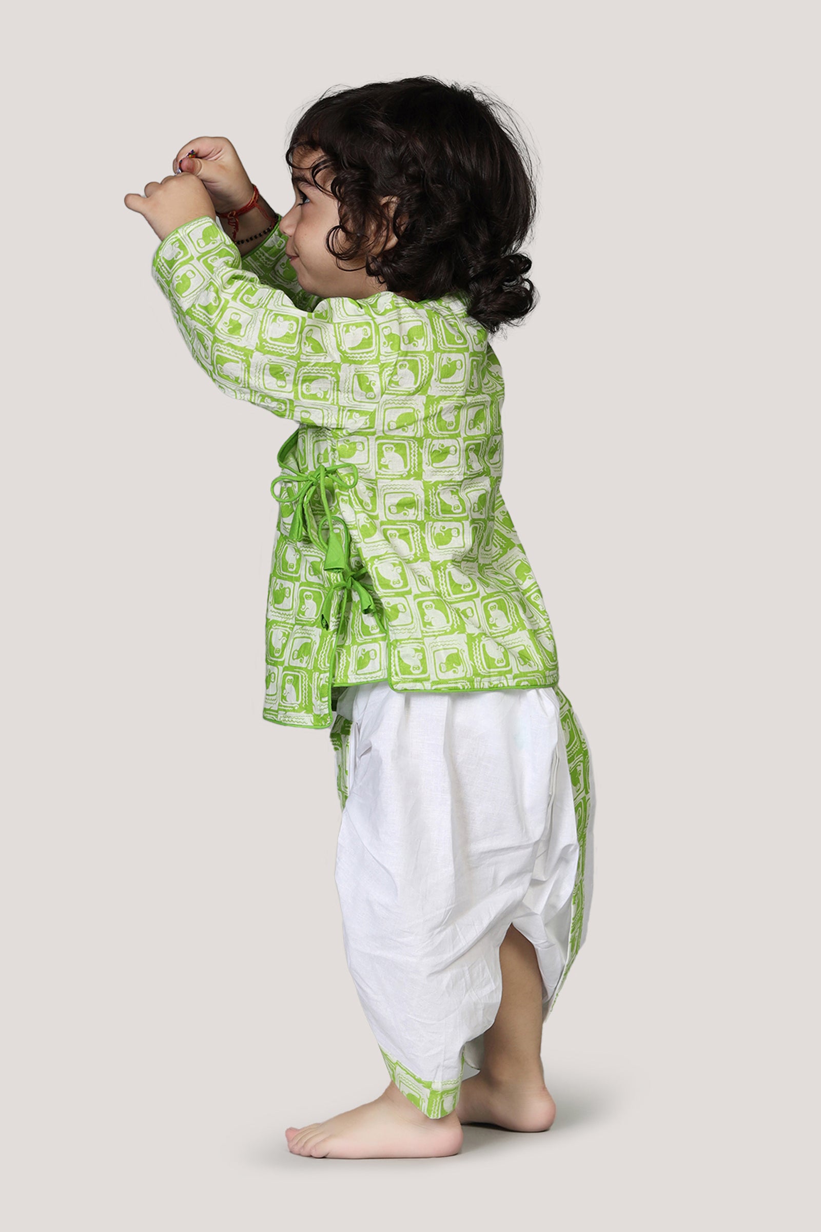 The Monkey & The Crocodile- Boys Dhoti Angarkha Set