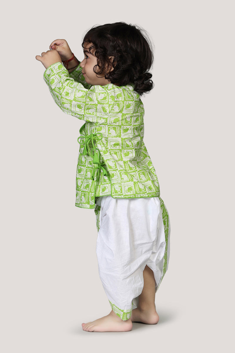 The Monkey & The Crocodile- Boys Dhoti Angarkha Set