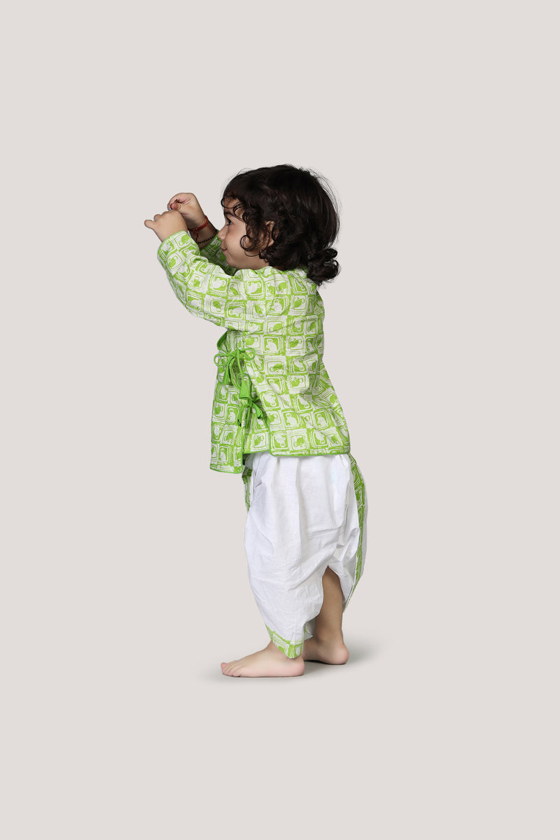 The Monkey & The Crocodile- Boys Dhoti Angarkha Set